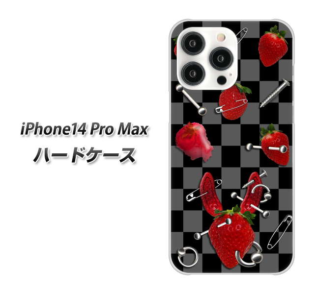 iPhone14 Pro Max 高画質仕上げ 背面印刷 ハードケース【AG833 苺パンク(黒)】