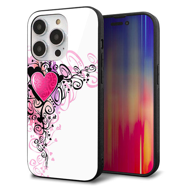 iPhone14 Pro 強化ガラス&TPUスマホケース ガラプリ【007 スタイリッシュハート】