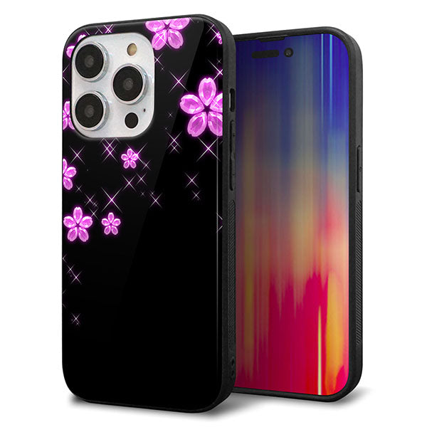 iPhone14 Pro 強化ガラス&TPUスマホケース ガラプリ【019 桜クリスタル】
