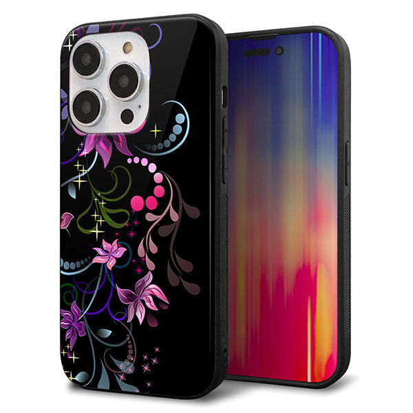 iPhone14 Pro 強化ガラス&TPUスマホケース ガラプリ【263 闇に浮かぶ華】