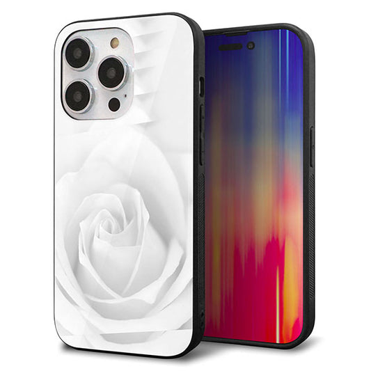 iPhone14 Pro 強化ガラス&TPUスマホケース ガラプリ【402 ホワイトRose】