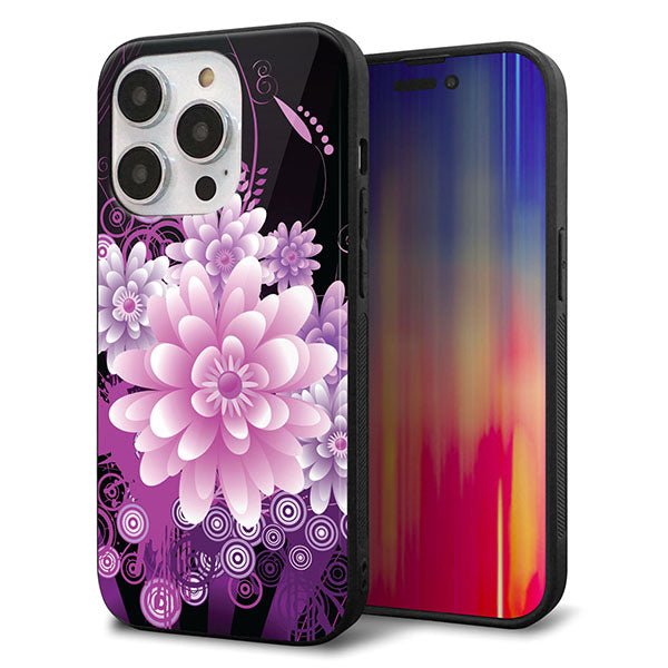 iPhone14 Pro 強化ガラス&TPUスマホケース ガラプリ【564 3Dフラワー】
