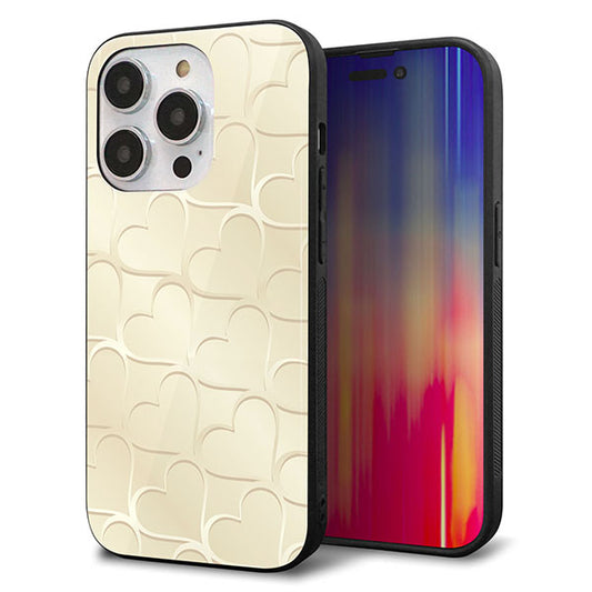 iPhone14 Pro 強化ガラス&TPUスマホケース ガラプリ【630 かくれハート】