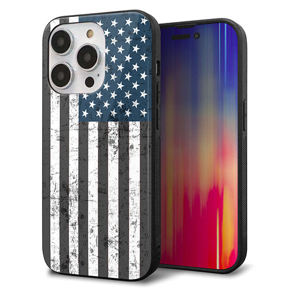 iPhone14 Pro 強化ガラス&TPUスマホケース ガラプリ【EK864 アメリカンフラッグビンテージ】