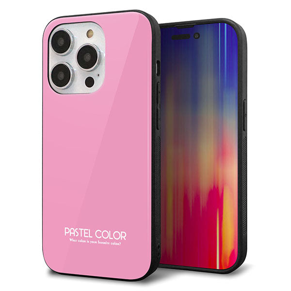 iPhone14 Pro 強化ガラス&TPUスマホケース ガラプリ【KM899 パステルカラー(パステルピンク)】