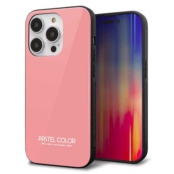 iPhone14 Pro 強化ガラス&TPUスマホケース ガラプリ【KM902 パステルカラー(パステルレッド)】