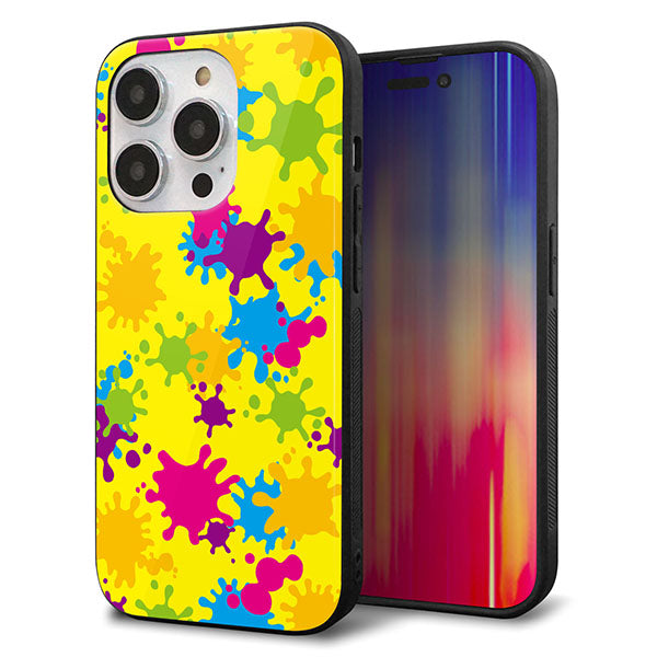 iPhone14 Pro 強化ガラス&TPUスマホケース ガラプリ【MA879 ペイントイエロー】