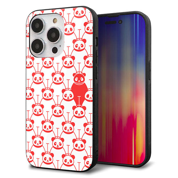 iPhone14 Pro 強化ガラス&TPUスマホケース ガラプリ【MA913 パターン パンダ】