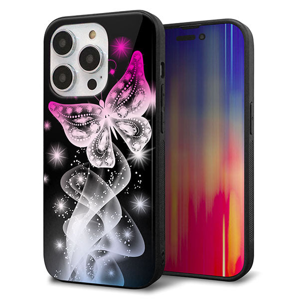 iPhone14 Pro 強化ガラス&TPUスマホケース ガラプリ【MA989 蝶A】