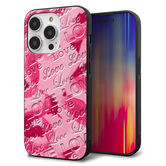 iPhone14 Pro 強化ガラス&TPUスマホケース ガラプリ【SC845 フラワーヴェルニLOVE濃いピンク(ローズアンディアン)】