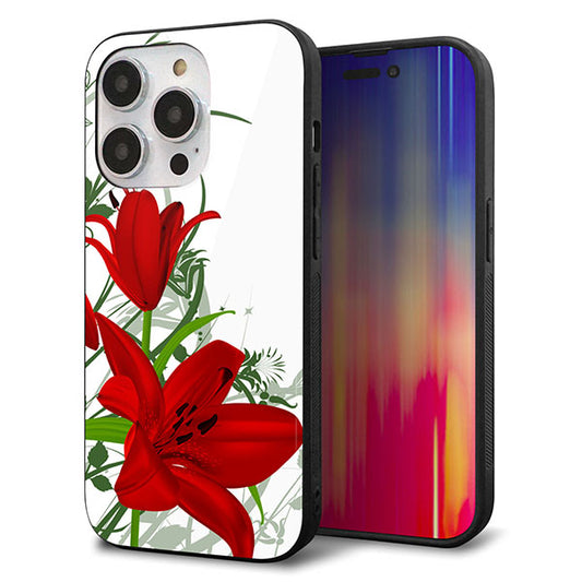 iPhone14 Pro 強化ガラス&TPUスマホケース ガラプリ【SC850 ユリ(レッド)】