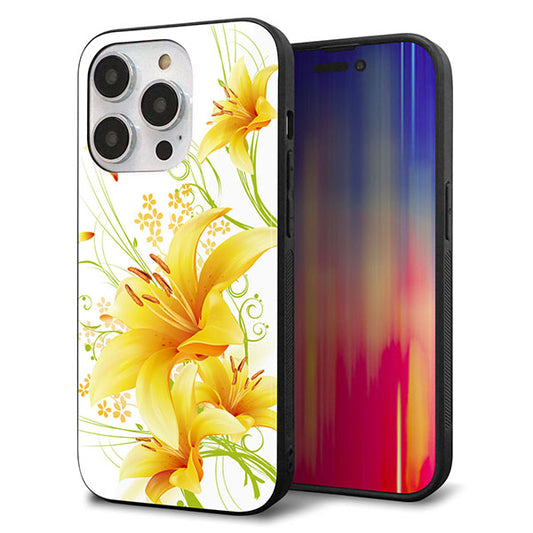 iPhone14 Pro 強化ガラス&TPUスマホケース ガラプリ【SC852 ユリ(イエロー)】
