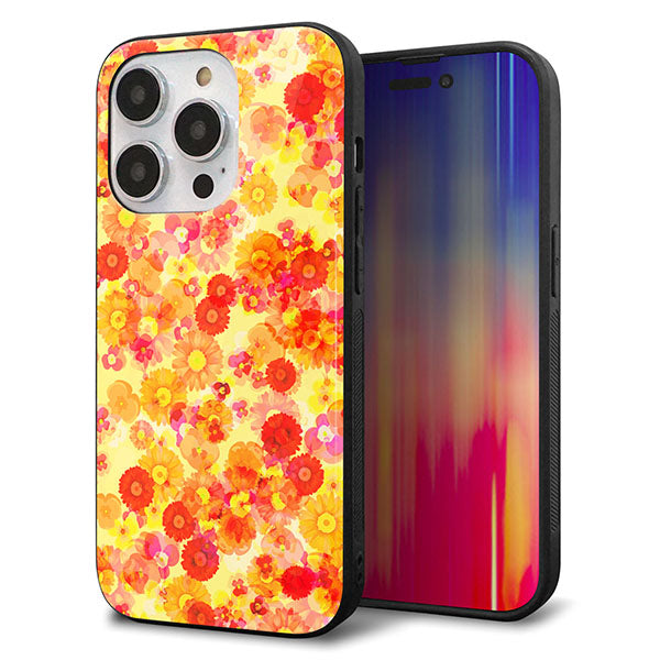 iPhone14 Pro 強化ガラス&TPUスマホケース ガラプリ【SC867 リバティプリント フルールドパルファン(イエロー)】