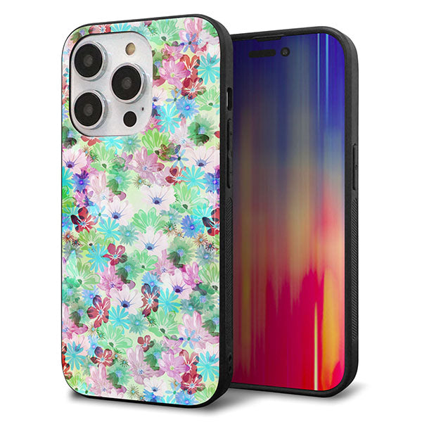 iPhone14 Pro 強化ガラス&TPUスマホケース ガラプリ【SC872 リバティプリント プレスドフラワー(グリーン)】