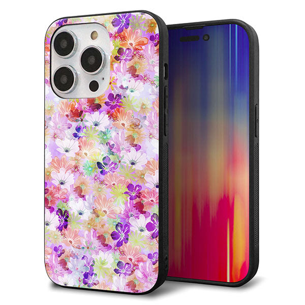 iPhone14 Pro 強化ガラス&TPUスマホケース ガラプリ【SC873 リバティプリント プレスドフラワー(パープル)】