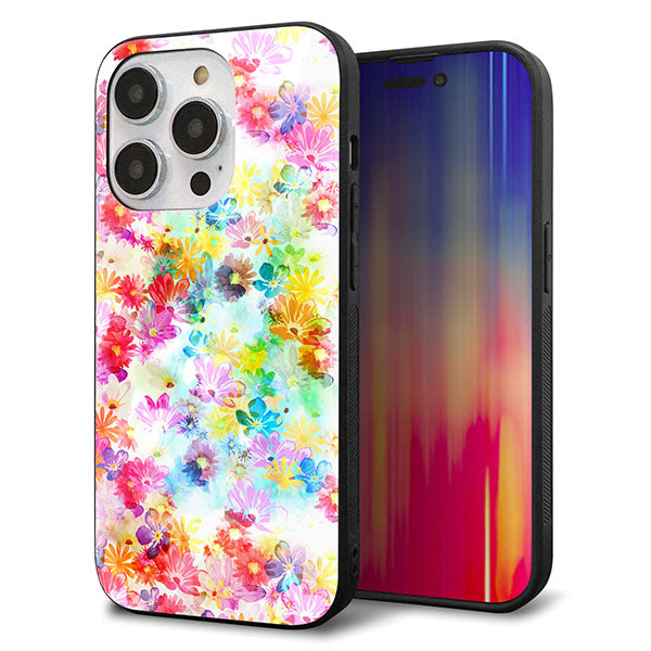 iPhone14 Pro 強化ガラス&TPUスマホケース ガラプリ【SC876 リバティプリント プレスドフラワー(ホワイト)】