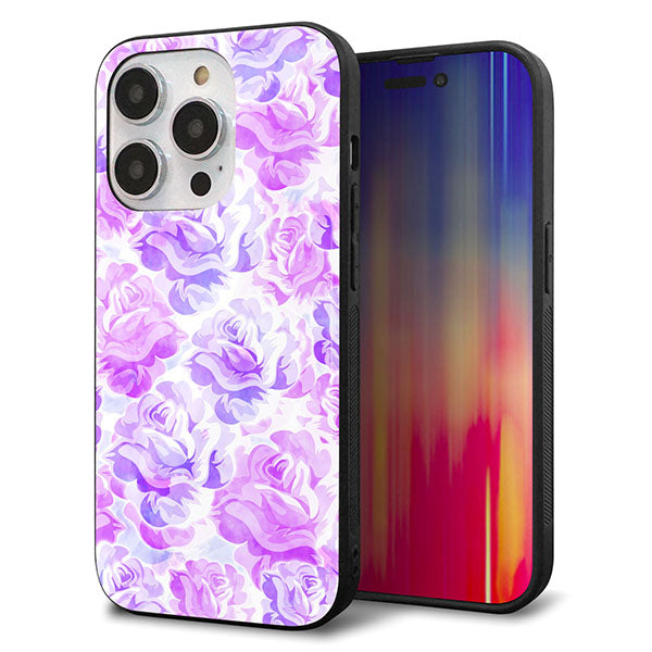iPhone14 Pro 強化ガラス&TPUスマホケース ガラプリ【SC929 ローズ パープル】