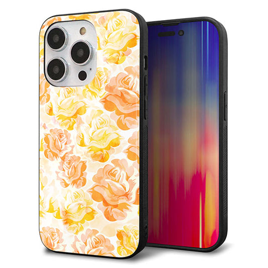 iPhone14 Pro 強化ガラス&TPUスマホケース ガラプリ【SC931 ローズ イエロー】