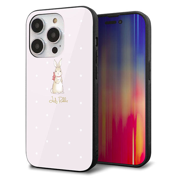 iPhone14 Pro 強化ガラス&TPUスマホケース ガラプリ【SC966 Lady Rabbit ベージュピンクhp】