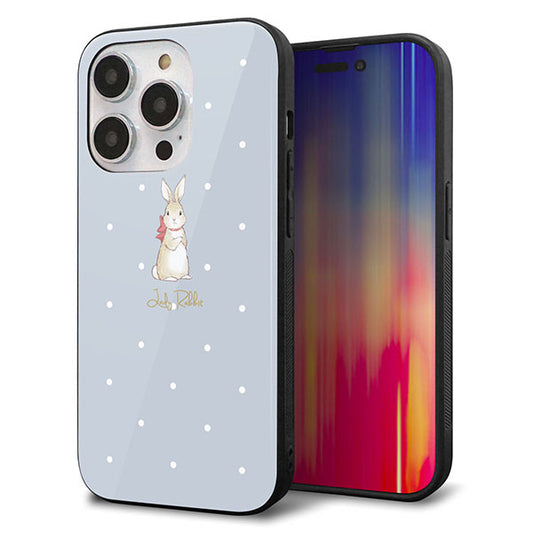 iPhone14 Pro 強化ガラス&TPUスマホケース ガラプリ【SC967 Lady Rabbit ブルーグレイ ガラプリhp】
