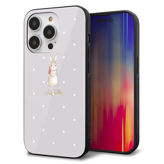 iPhone14 Pro 強化ガラス&TPUスマホケース ガラプリ【SC968 Lady Rabbit グレージュ ガラプリhp】
