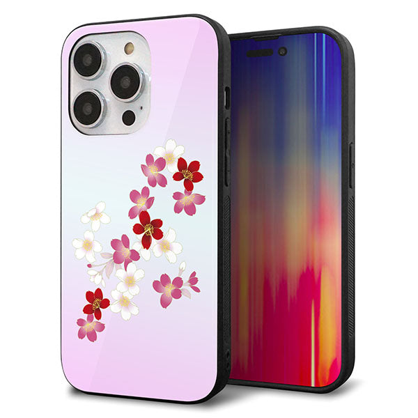 iPhone14 Pro 強化ガラス&TPUスマホケース ガラプリ【YJ320 桜 和】
