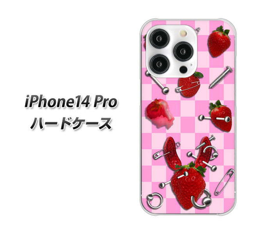 iPhone14 Pro 高画質仕上げ 背面印刷 ハードケース【AG832 苺パンク(ピンク)】