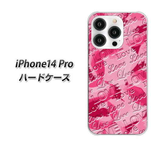 iPhone14 Pro 高画質仕上げ 背面印刷 ハードケース【SC845 フラワーヴェルニLOVE濃いピンク(ローズアンディアン)】
