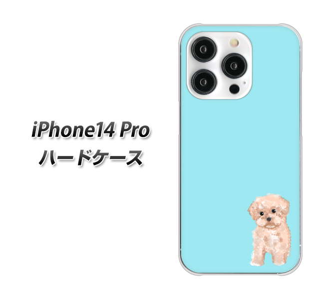 iPhone14 Pro 高画質仕上げ 背面印刷 ハードケース【YJ062 トイプードルアプリコット(ブルー)】