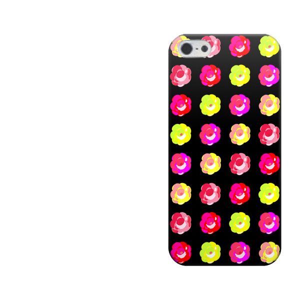 iPhone5/iPhone5s 高画質仕上げ 背面印刷 ハードケース【789 シンプル柄カラフルローズBK】