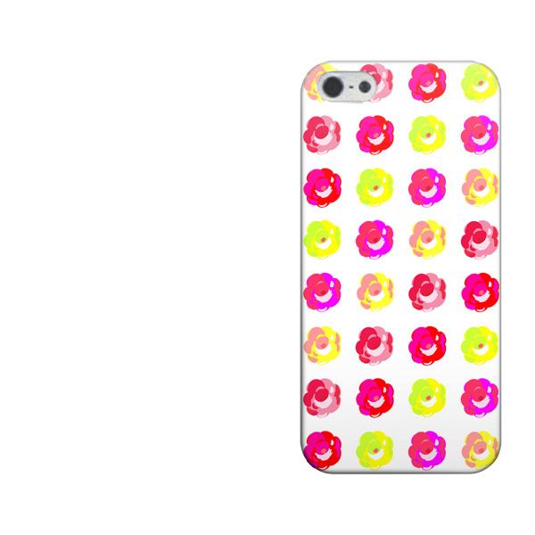 iPhone5/iPhone5s 高画質仕上げ 背面印刷 ハードケース【790 シンプル柄カラフルローズWH】