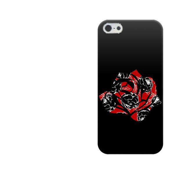 iPhone5/iPhone5s 高画質仕上げ 背面印刷 ハードケース【1186 レッドローズ in ブラックローズ】