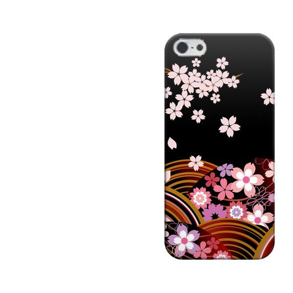 iPhone5/iPhone5s 高画質仕上げ 背面印刷 ハードケース【1237 和柄&筆文字・夜桜の宴】