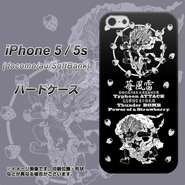 iPhone5/iPhone5s 高画質仕上げ 背面印刷 ハードケース【AG839 苺風雷神(黒)】