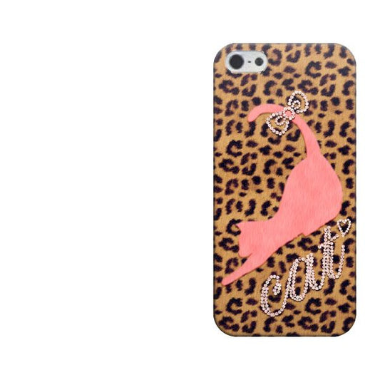 iPhone5/iPhone5s 高画質仕上げ 背面印刷 ハードケース【KG801 キャットレオパード(ブラウン)】