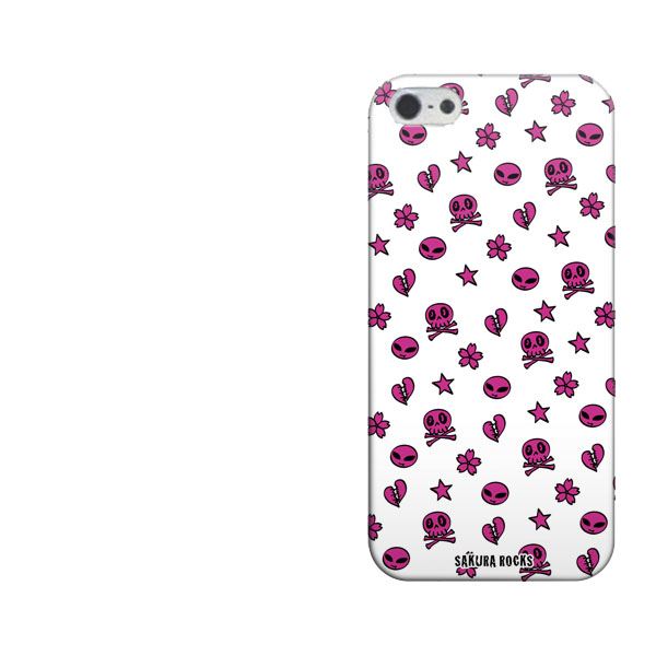 iPhone5/iPhone5s 高画質仕上げ 背面印刷 ハードケース【UB873 ハートブレイクモノグラムホワイト】