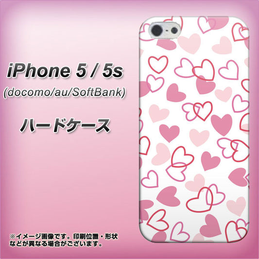 iPhone5/iPhone5s 高画質仕上げ 背面印刷 ハードケース【VA929 ハートがいっぱい ピンク】