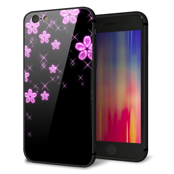 iPhone6 強化ガラス&TPUスマホケース ガラプリ【019 桜クリスタル】