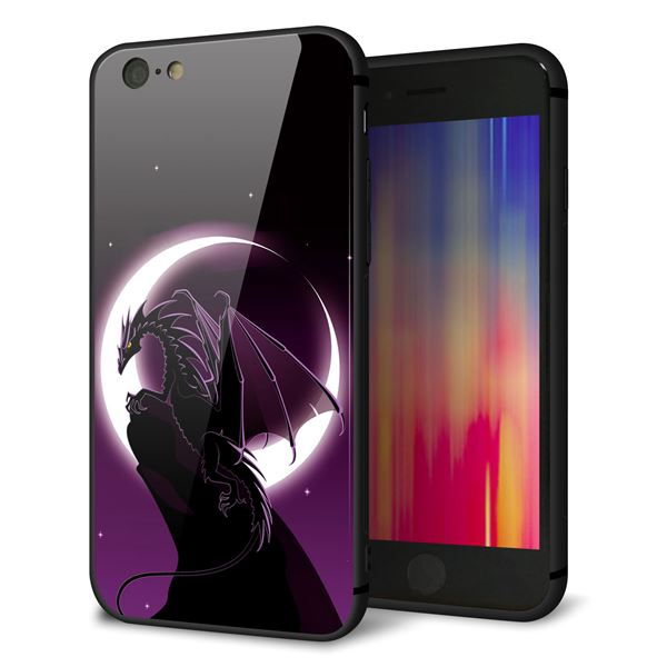 iPhone6 強化ガラス&TPUスマホケース ガラプリ【037 三日月とドラゴン】