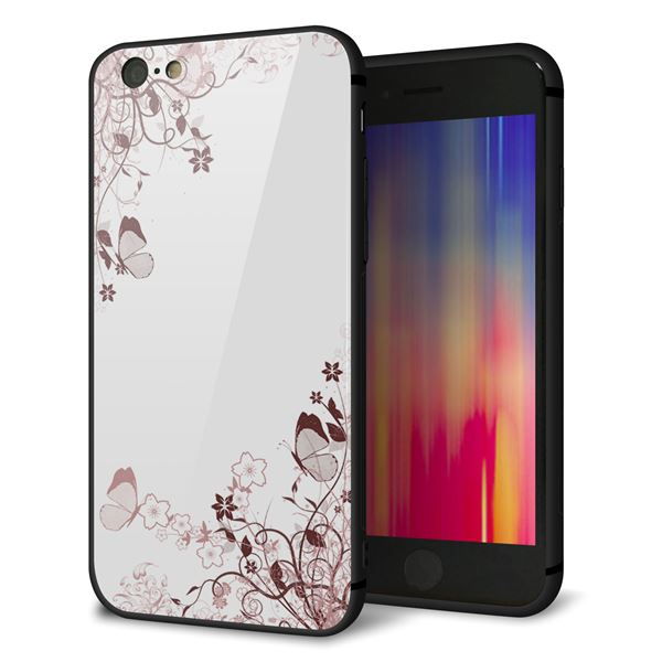 iPhone6 強化ガラス&TPUスマホケース ガラプリ【142 桔梗と桜と蝶】