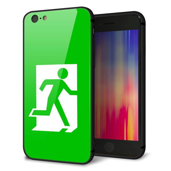 iPhone6 強化ガラス&TPUスマホケース ガラプリ【163 非常口】