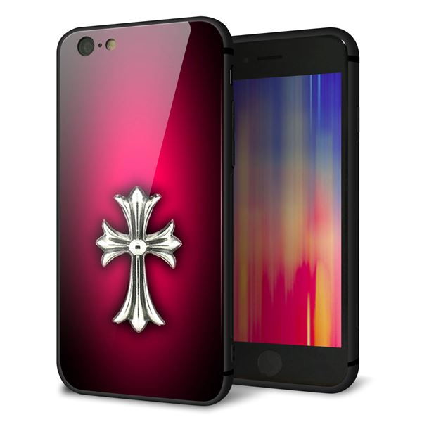 iPhone6 強化ガラス&TPUスマホケース ガラプリ【249 クロスレッド】