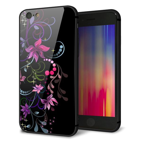 iPhone6 強化ガラス&TPUスマホケース ガラプリ【263 闇に浮かぶ華】