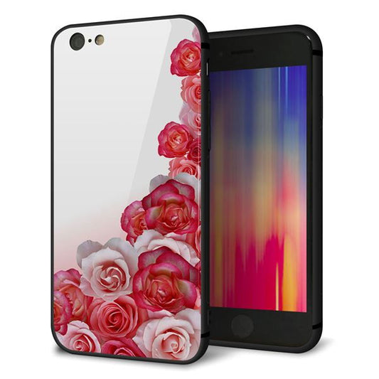 iPhone6 強化ガラス＆TPUスマホケース ガラプリ【299 薔薇の壁】