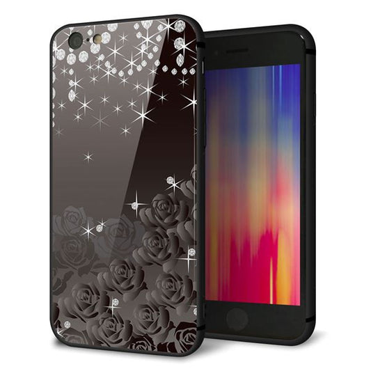 iPhone6 強化ガラス&TPUスマホケース ガラプリ【327 薔薇とダイヤモンド】