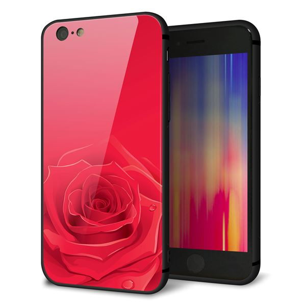 iPhone6 強化ガラス&TPUスマホケース ガラプリ【395 赤いバラ】