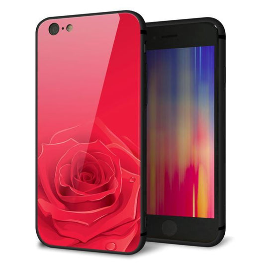 iPhone6 強化ガラス&TPUスマホケース ガラプリ【395 赤いバラ】