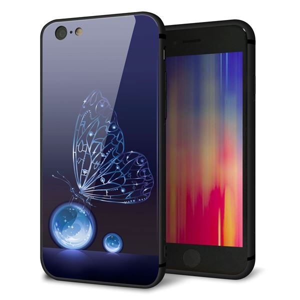 iPhone6 強化ガラス&TPUスマホケース ガラプリ【418 神秘の蝶】