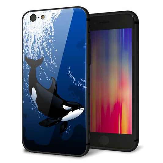 iPhone6 強化ガラス&TPUスマホケース ガラプリ【423 シャチ】