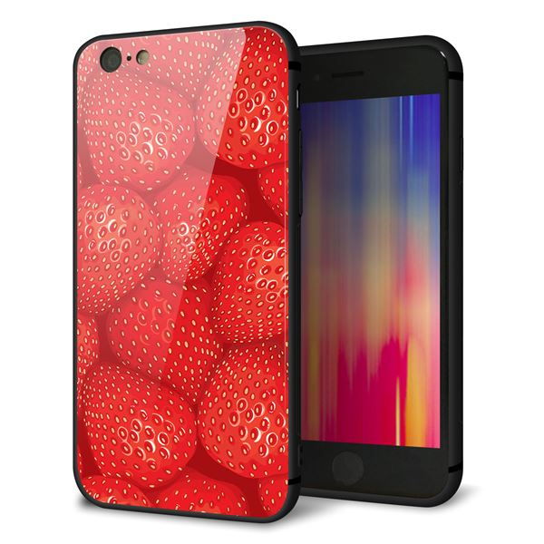 iPhone6 強化ガラス&TPUスマホケース ガラプリ【444 ストロベリーウォール】